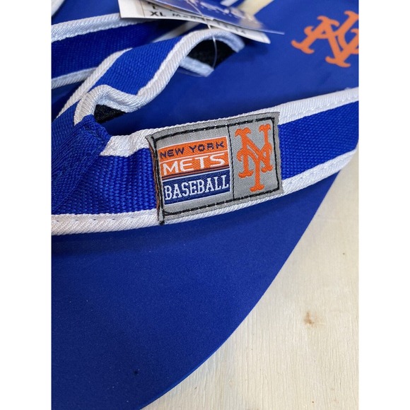 New York Mets Sewn Patch Team Logo Flip Flops Blue and Orange New Sz‎ XL 13-14 - Picture 2 of 8